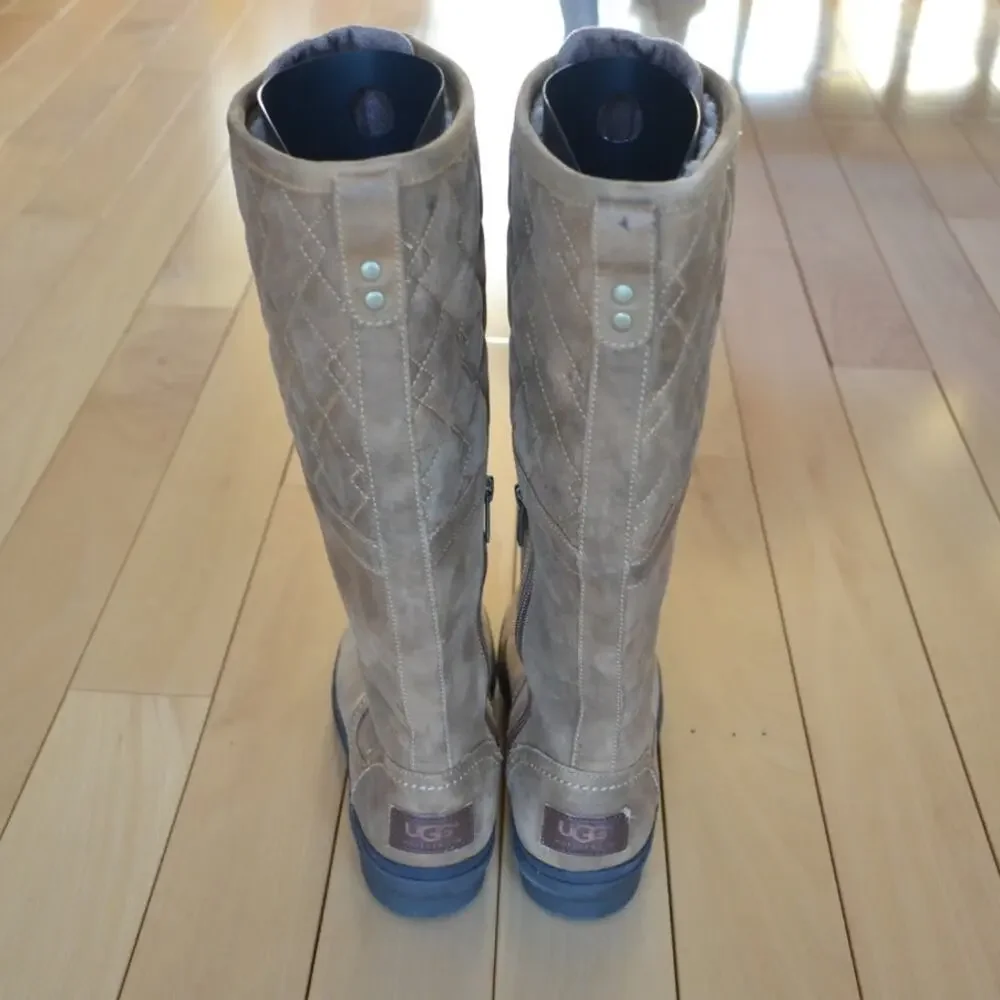 UGG Waterproof Winter Boots Brown Leather Elsa Size 6.5